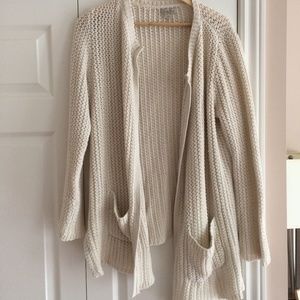 Lucky Brand Lg Ivory Beige Knit Cardigan Pockets
